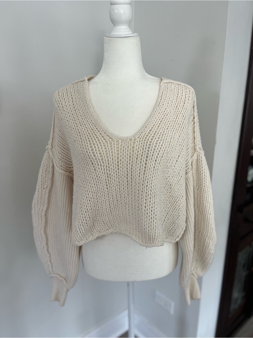 We the Free- Free People Knitted sweater wide neck cream color size Medium